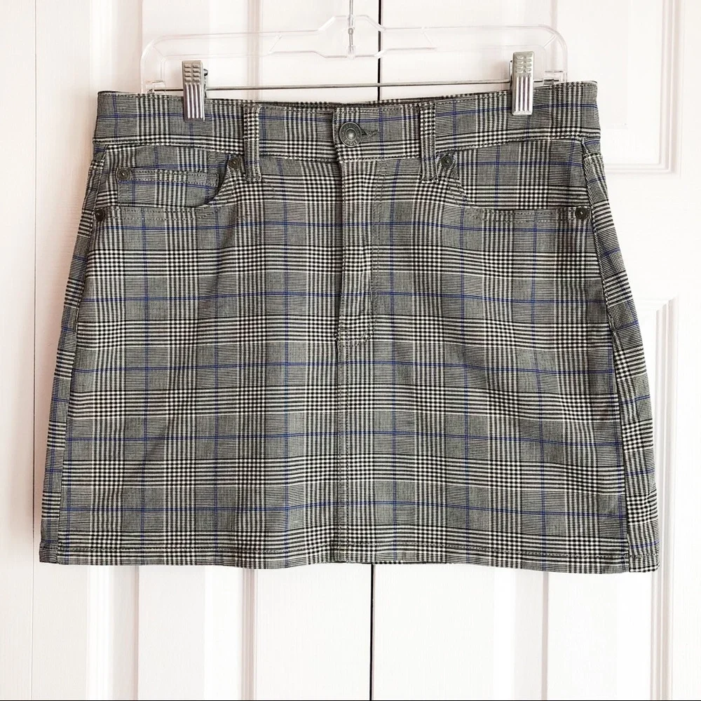American Eagle Preppy Gray Plaid Super Stretch Hi-Rise Mini Skirt 8